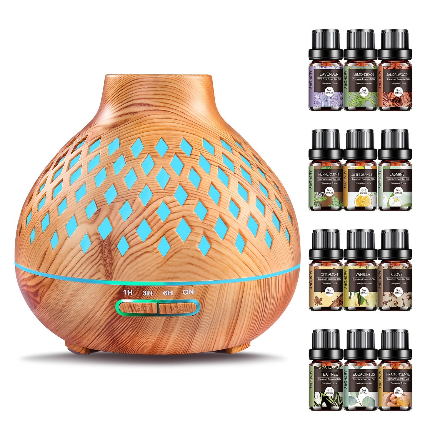 Aroma Diffuser With 12 Oils Set For Large Room Soundwave