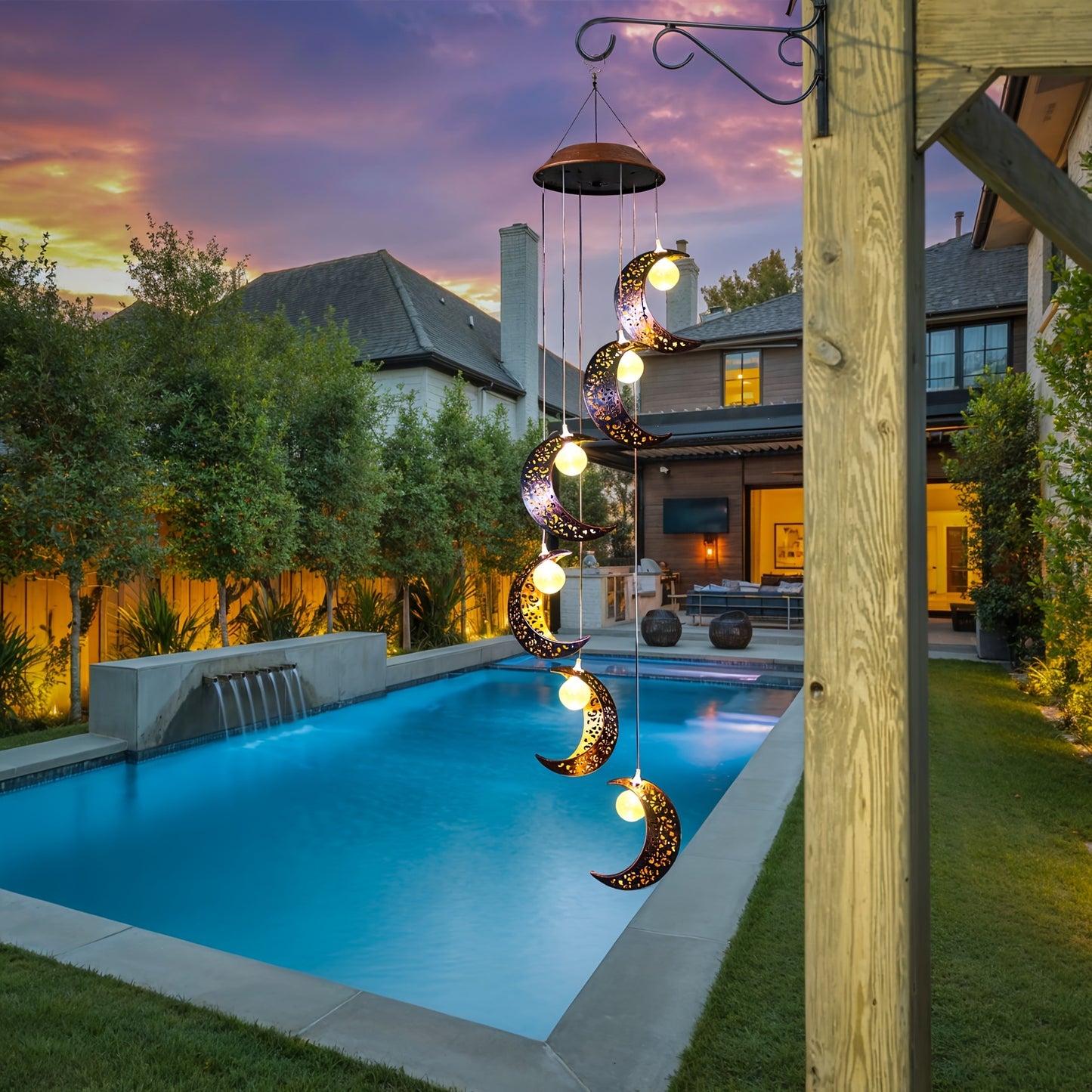 Tryme Solar Moon Wind Chimes Outdoor Lights For Garden