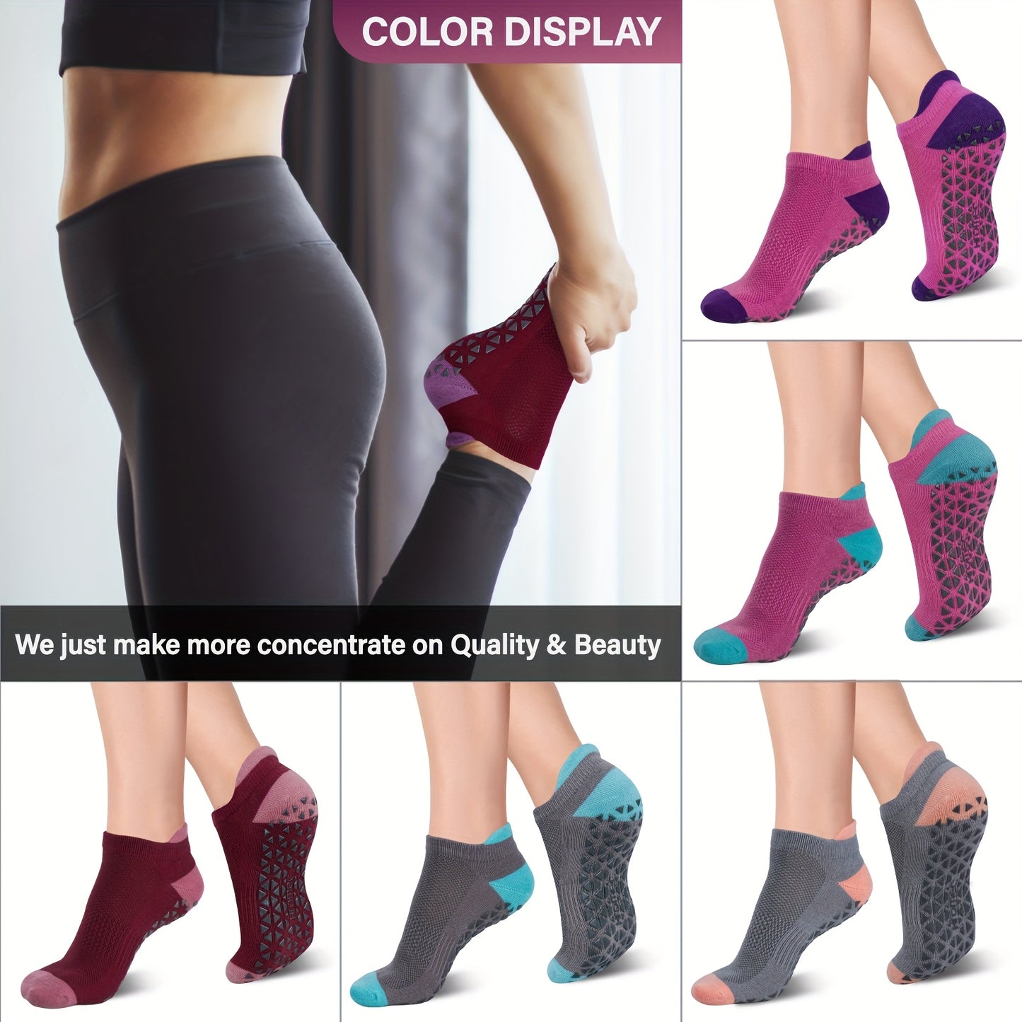 Non Slip Yoga Socks With Grips For Pilates And Barre
