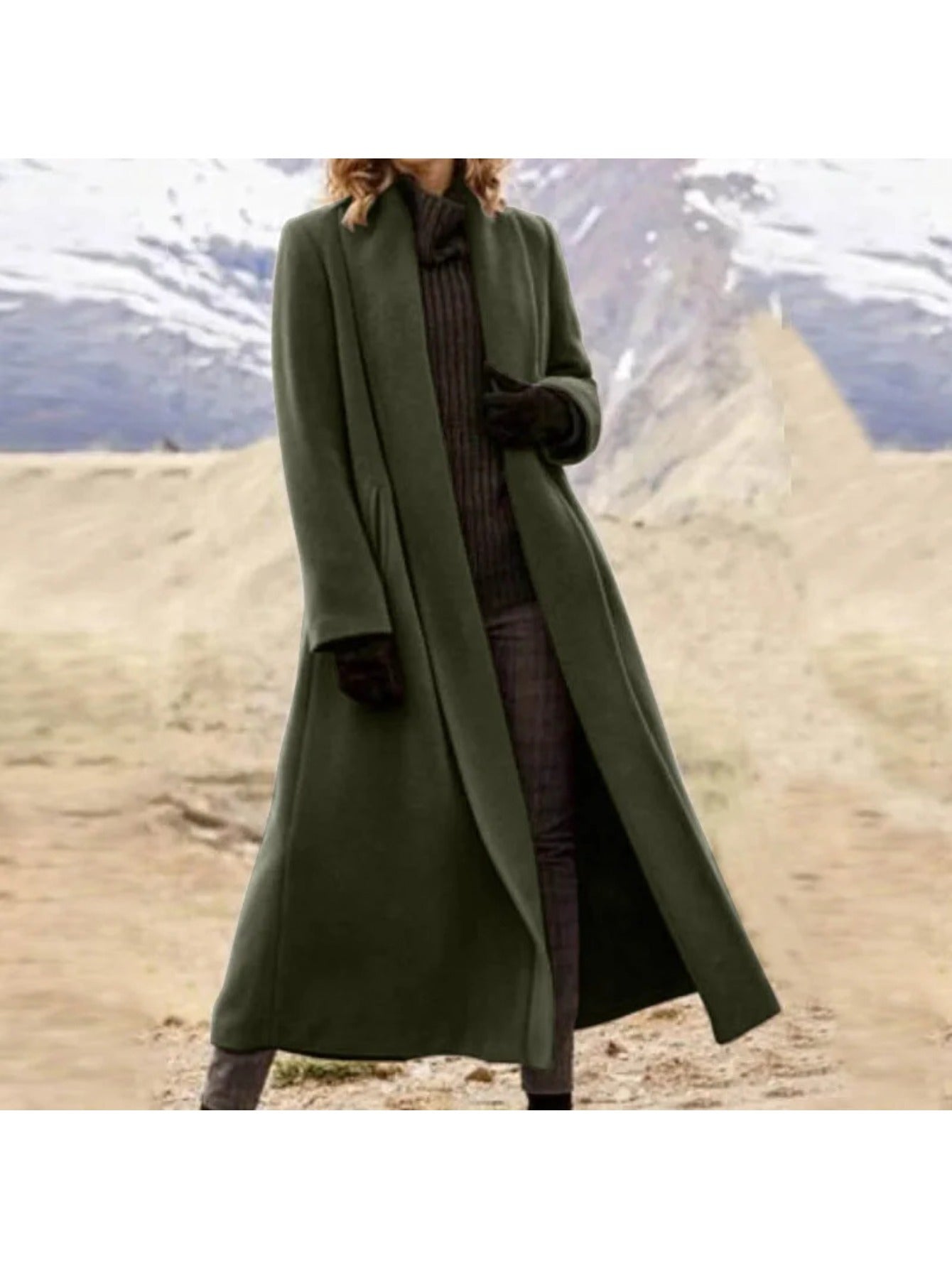 Women Extra Long Trench Coat Oversized Winter Outerwear