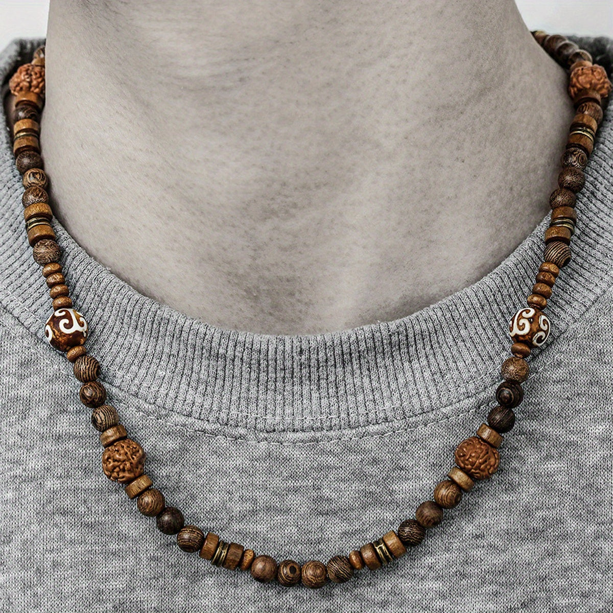 Bohemian Coconut Shell Bead Necklace For Men Vintage