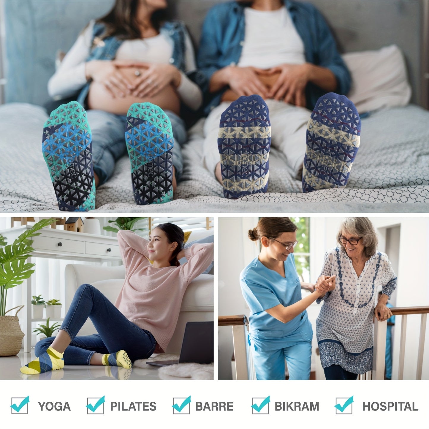 Non Slip Yoga Socks With Grips For Pilates And Barre