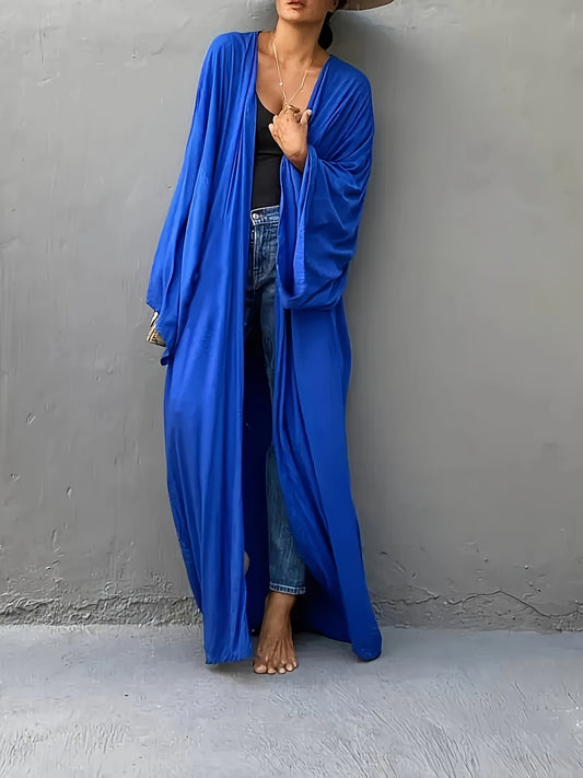 Boho Kimono Beach Coverup Robe With Belt For Casual Wear