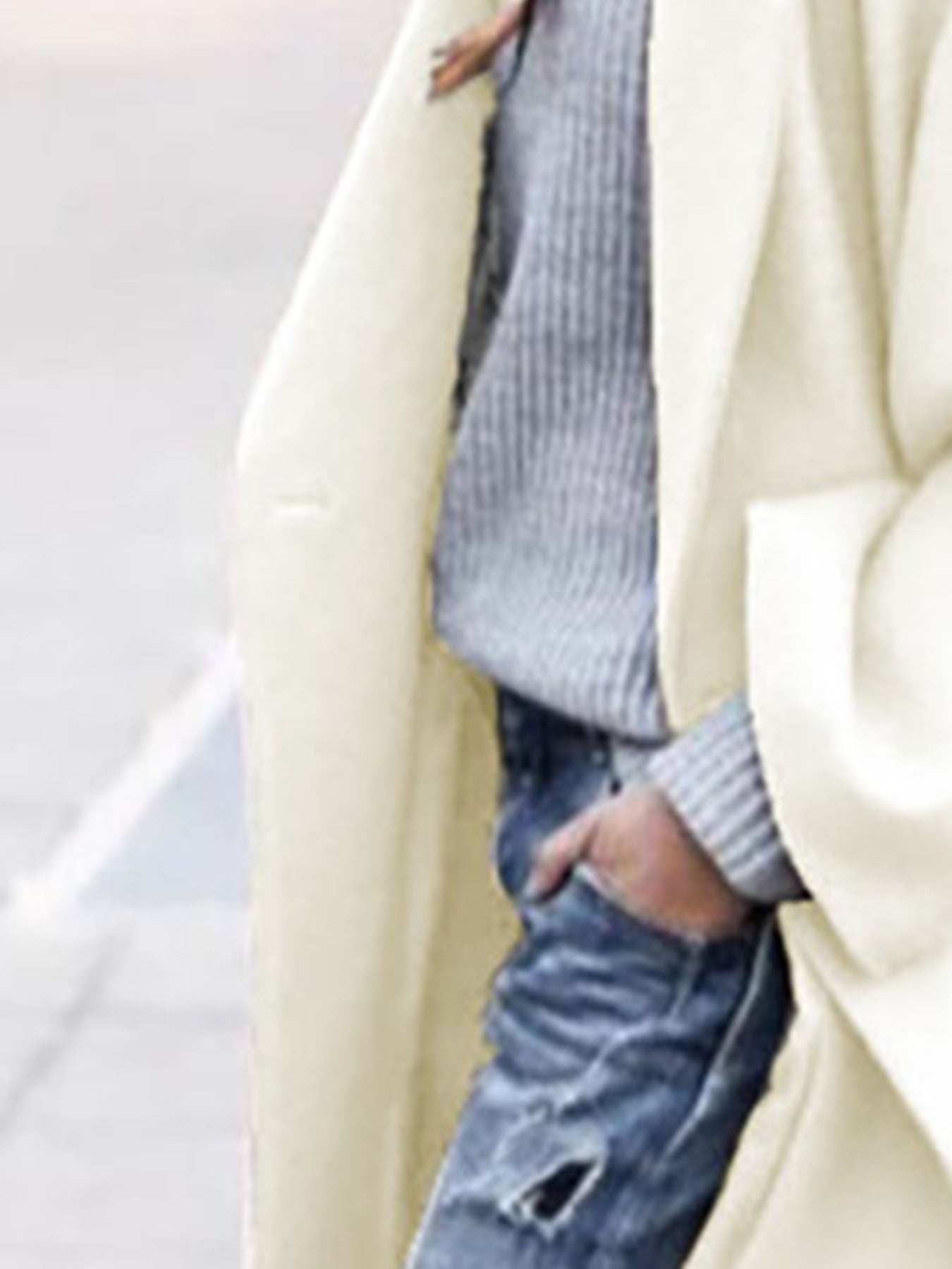 Womens Oversized Long Coat Pockets Elegant Winter Trench