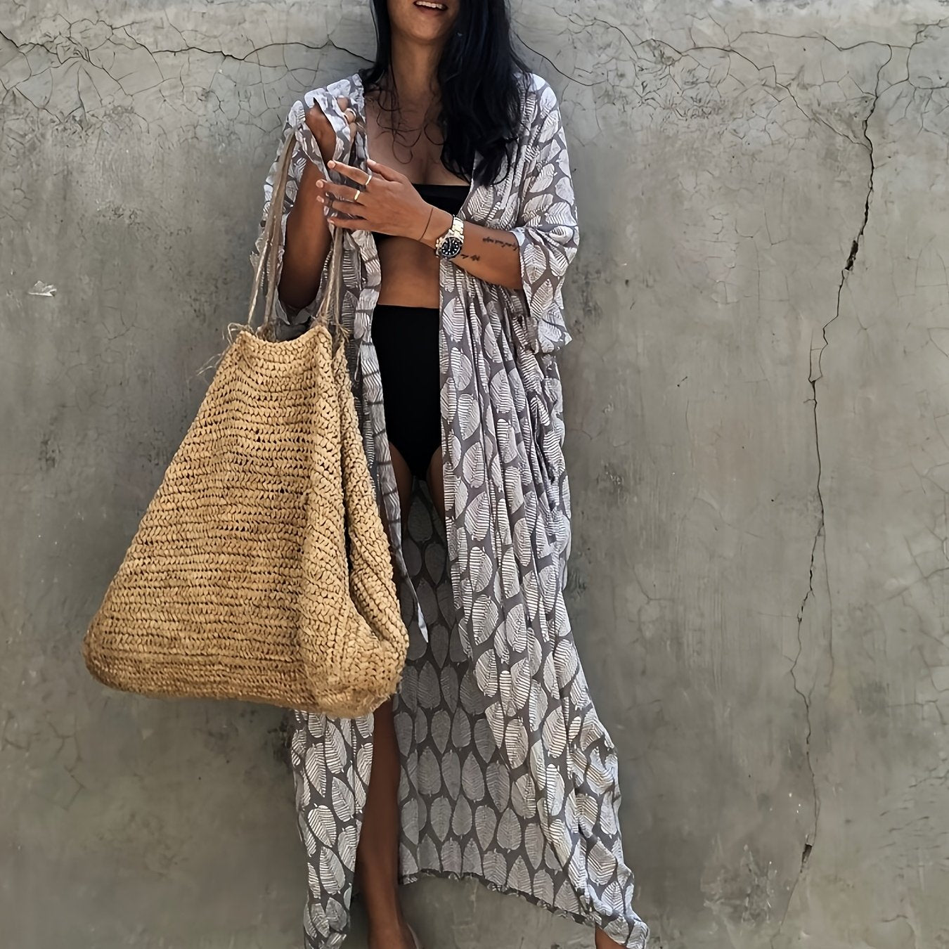Boho Tie Dye Cardigan Beach Dress For Women Casual