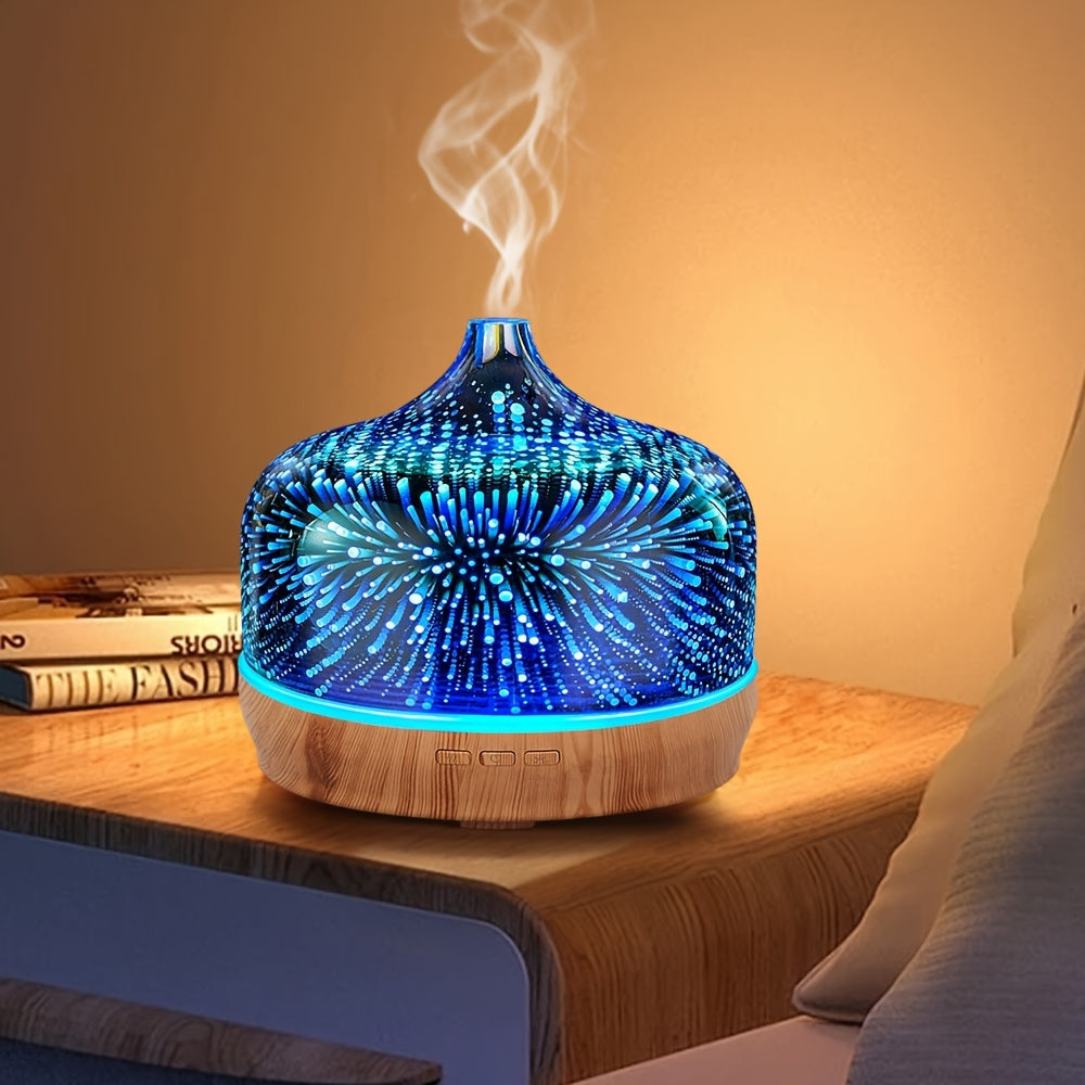 Essential Oil Diffuser 3D Glass Humidifier Auto Close Timer