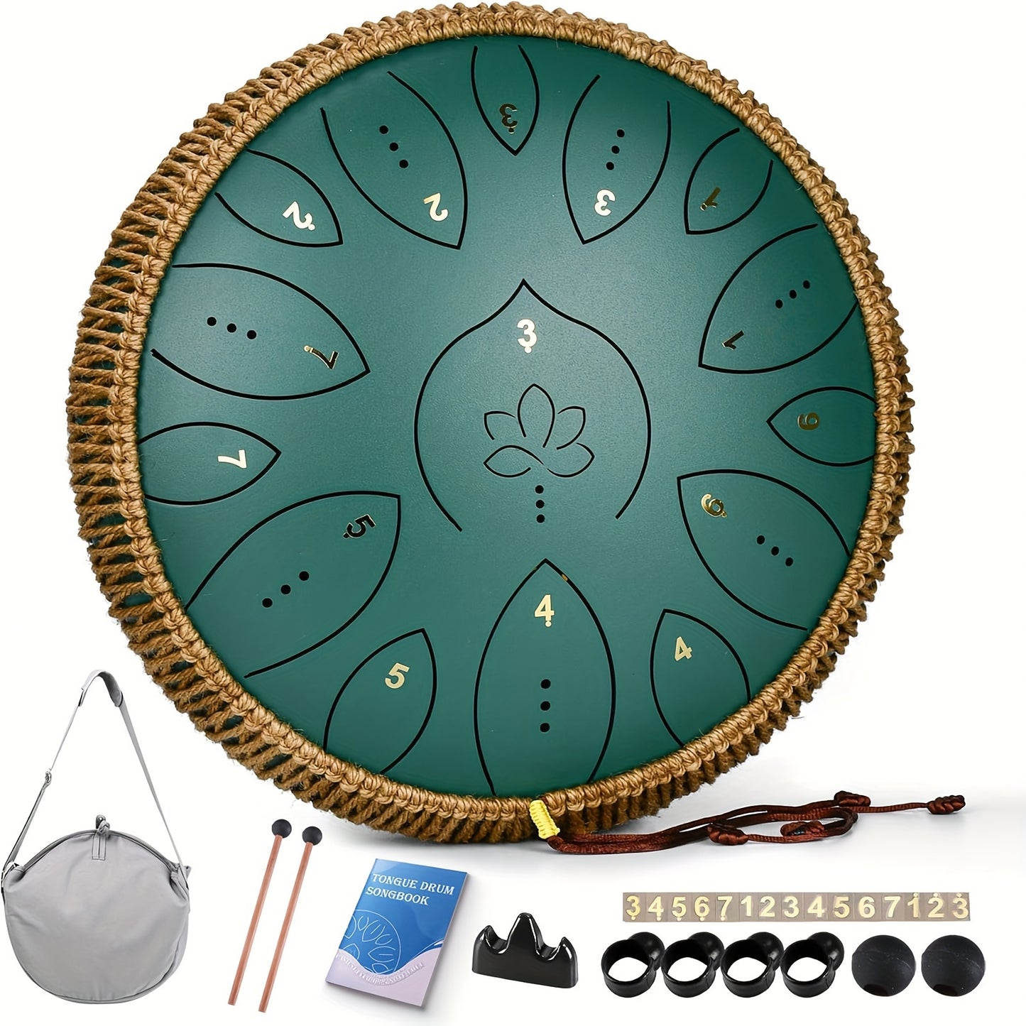 15 Note Steel Tongue Drum Handpan Instrument With Mallet Music Book Carry Bag C Major