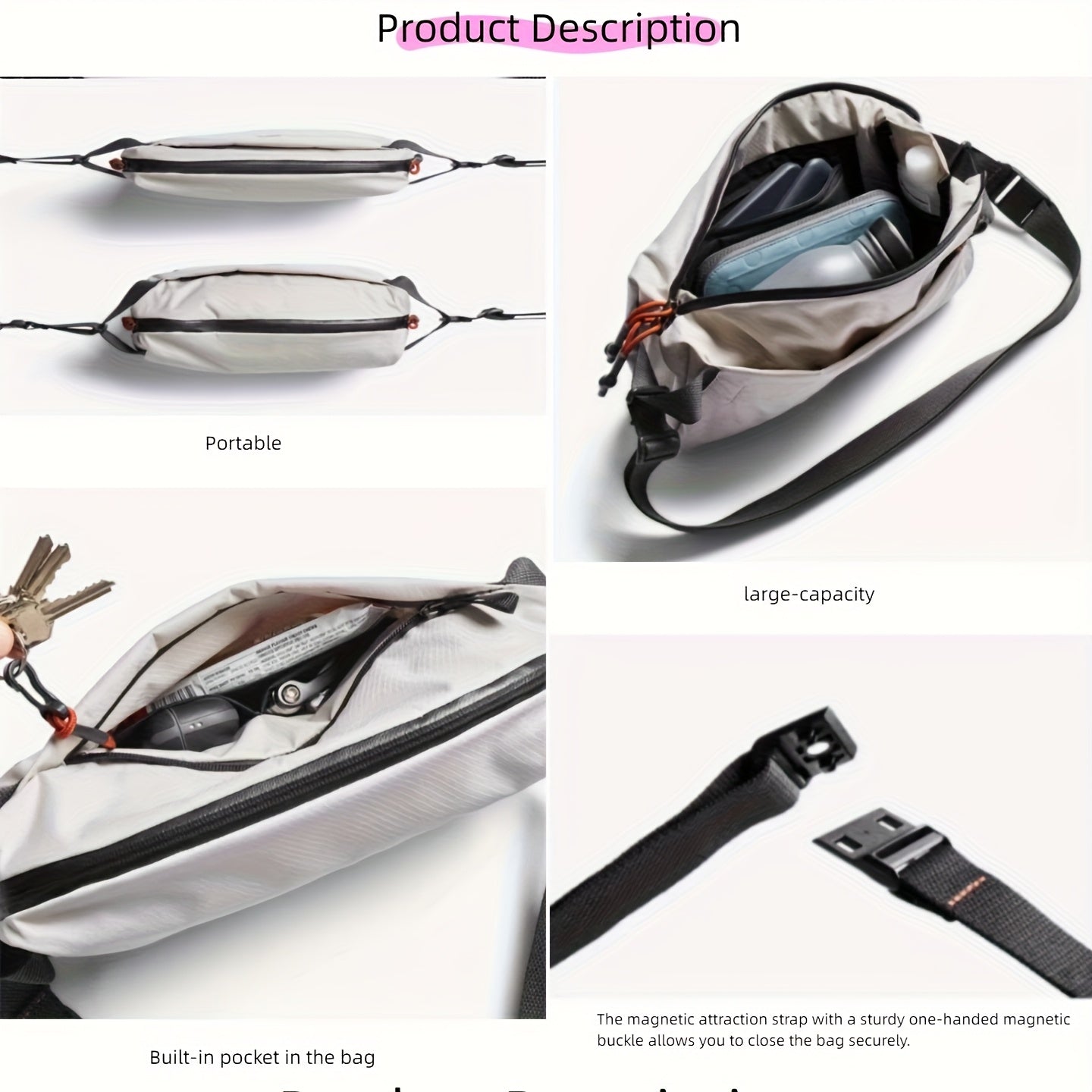 NEULRY Magnetic Closure Chest Bag And Crossbody Backpack