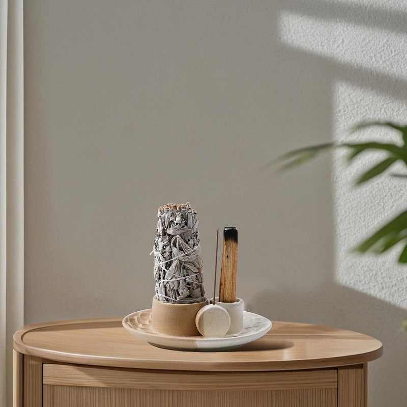 Ceramic 4 In 1 Incense Holder Ash Catcher For Palo Santo