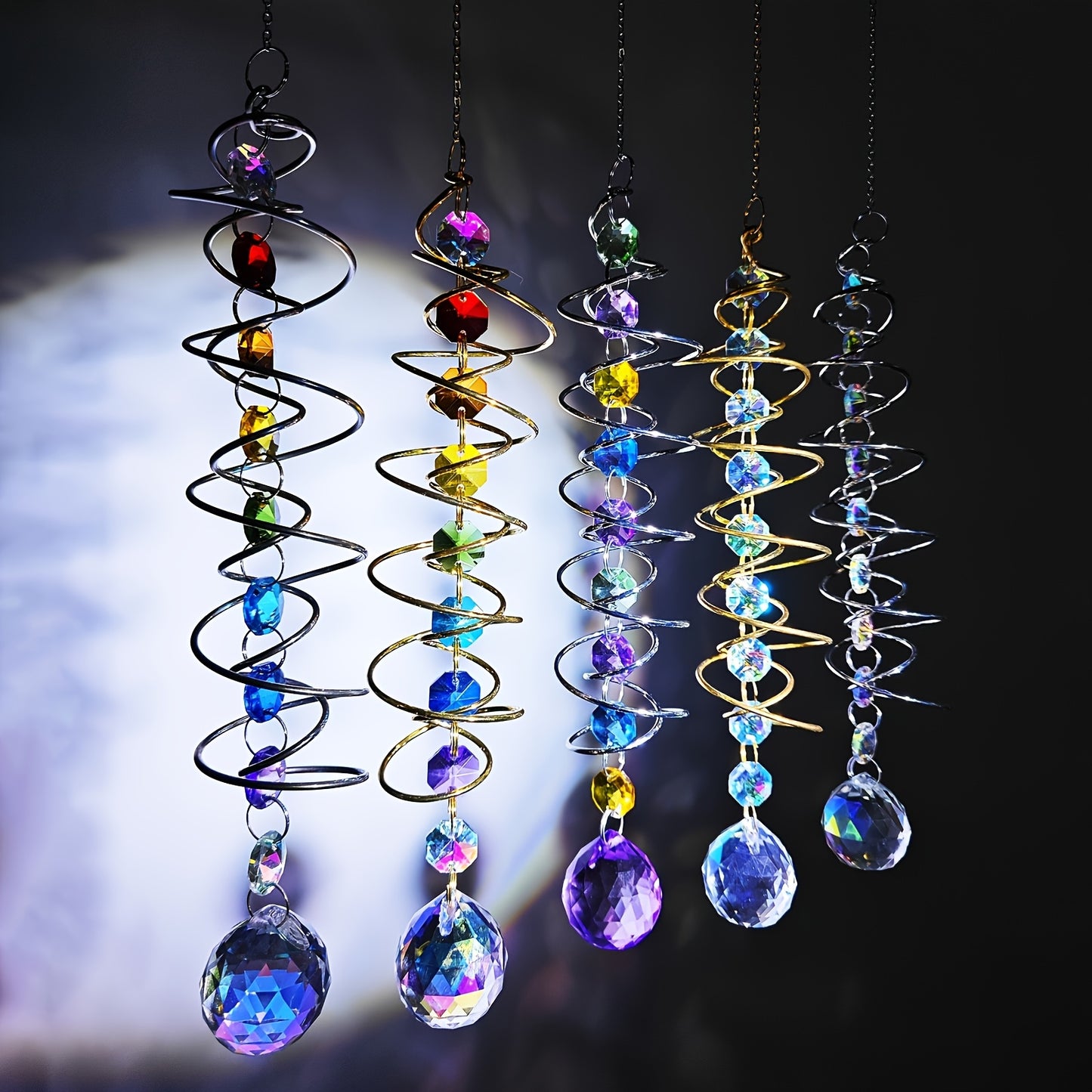 3D Spiral Wind Chime Stabilizer Crystal Pendant Stainless Steel