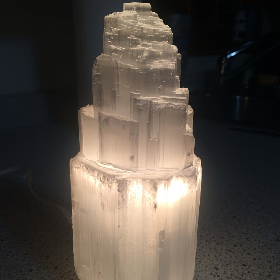 Blossom & Radiate Selenite Skyscraper Lamp With Dimmer