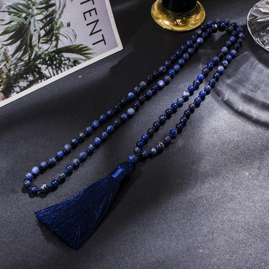 Sodalite Mala Beads Necklace Mindfulness and Chakra Balance