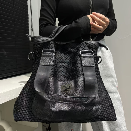 Durable Nylon Tote Bag With Detachable Strap And Zipper