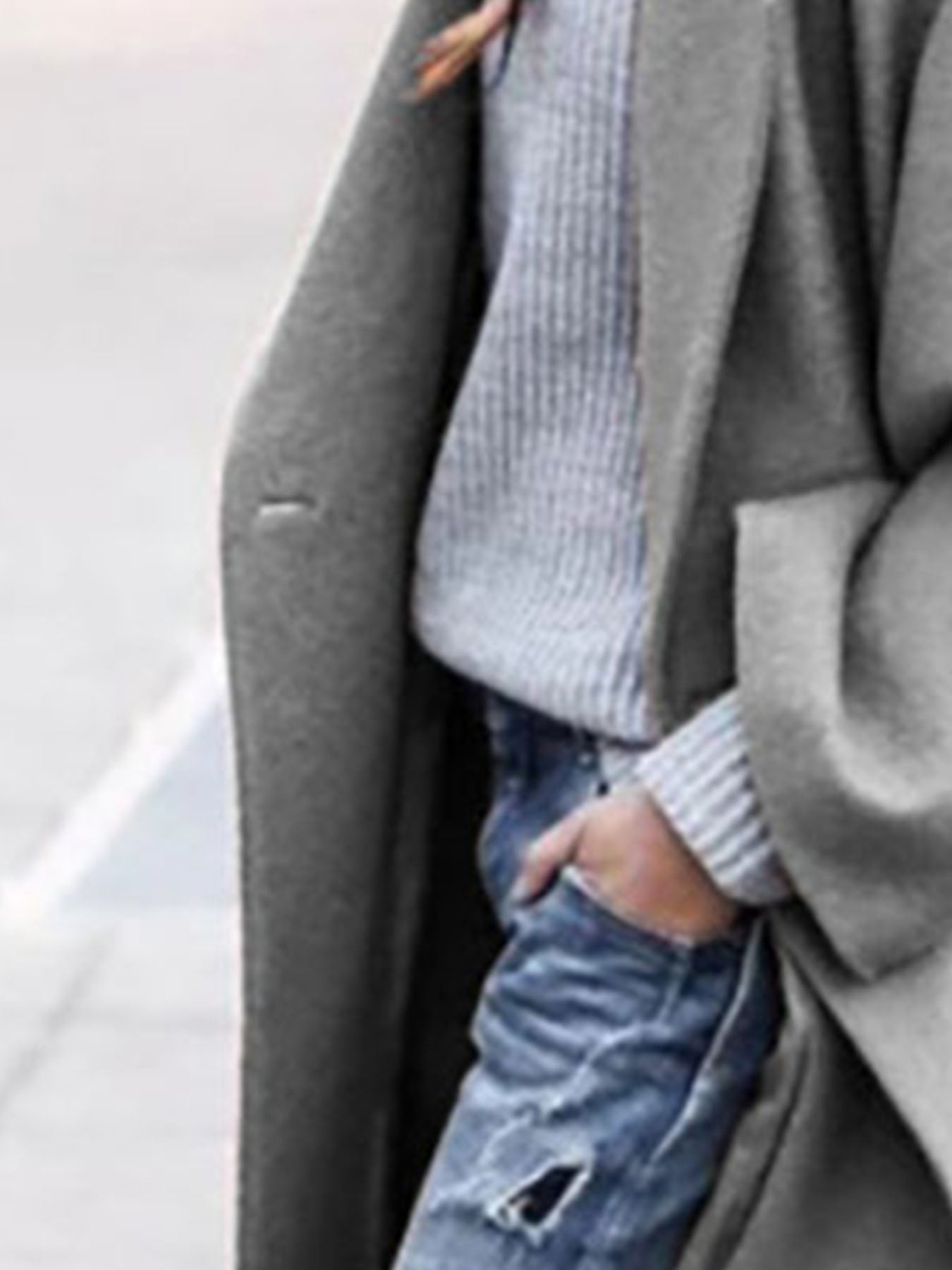 Womens Oversized Long Coat Pockets Elegant Winter Trench