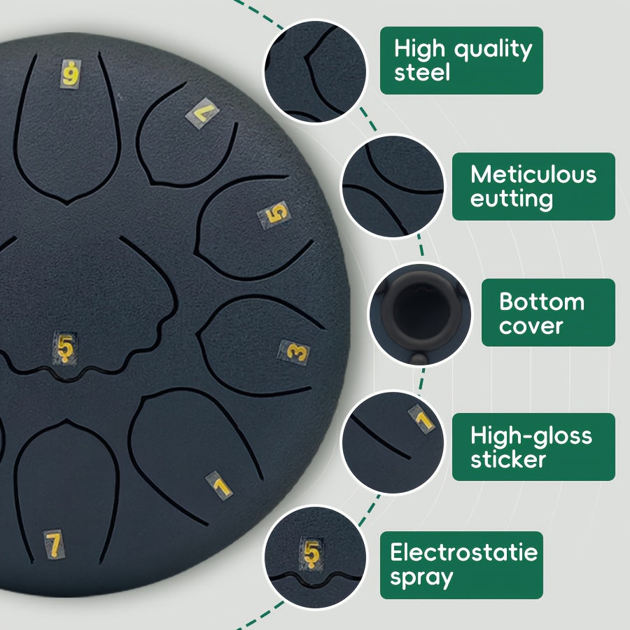 Rain Drum 11-Note Steel Tongue Drum For Yoga Meditation