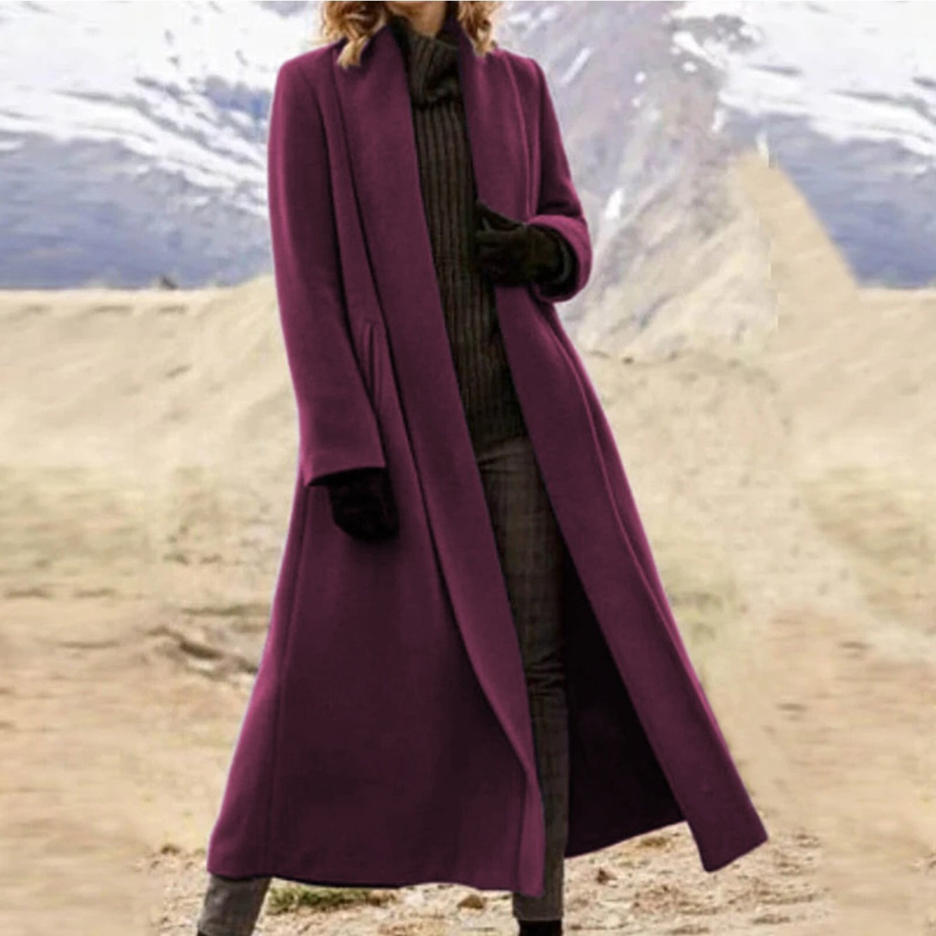 Women Extra Long Trench Coat Oversized Winter Outerwear