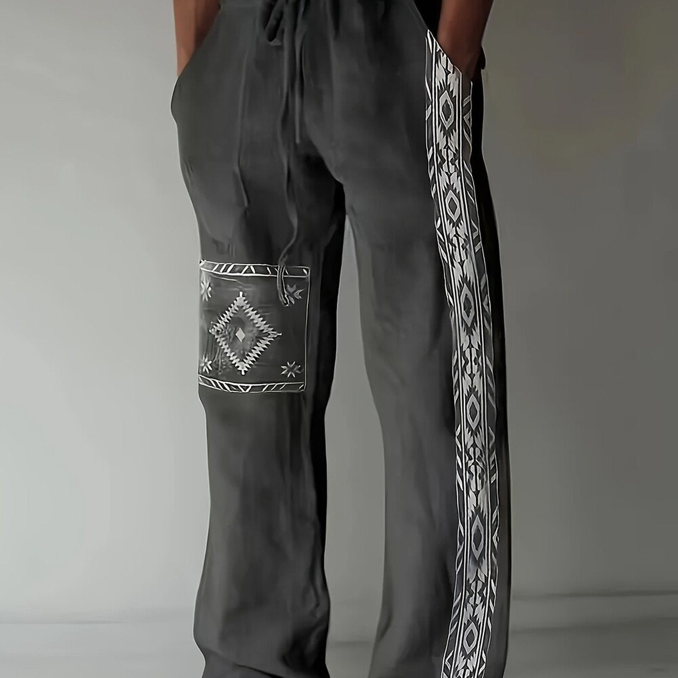 Men's Tribal Print Pants Drawstring Waist All Season Comfort