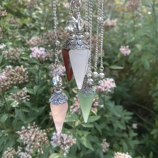 Natural Amethyst Powder Hexagonal Pendulum Necklace