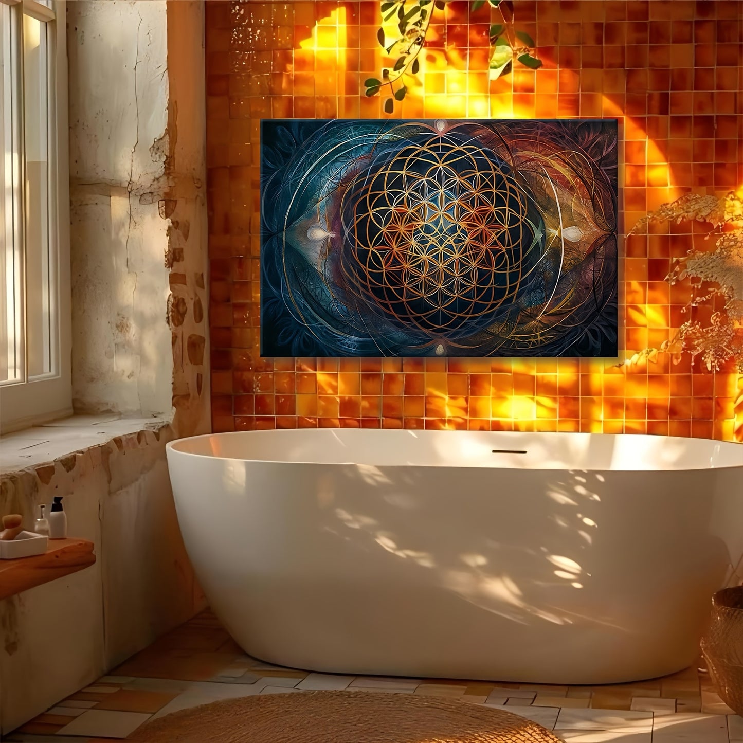 Sacred Geometry Wall Art Framed Canvas Wooden Wrapped Edge