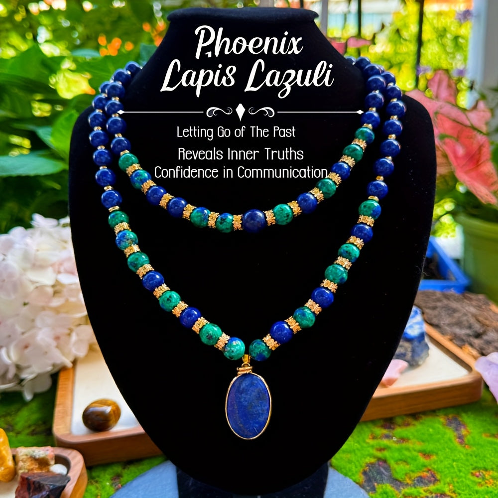 Blossom And Radiate Lapis Lazuli Double Layer Necklace Stone