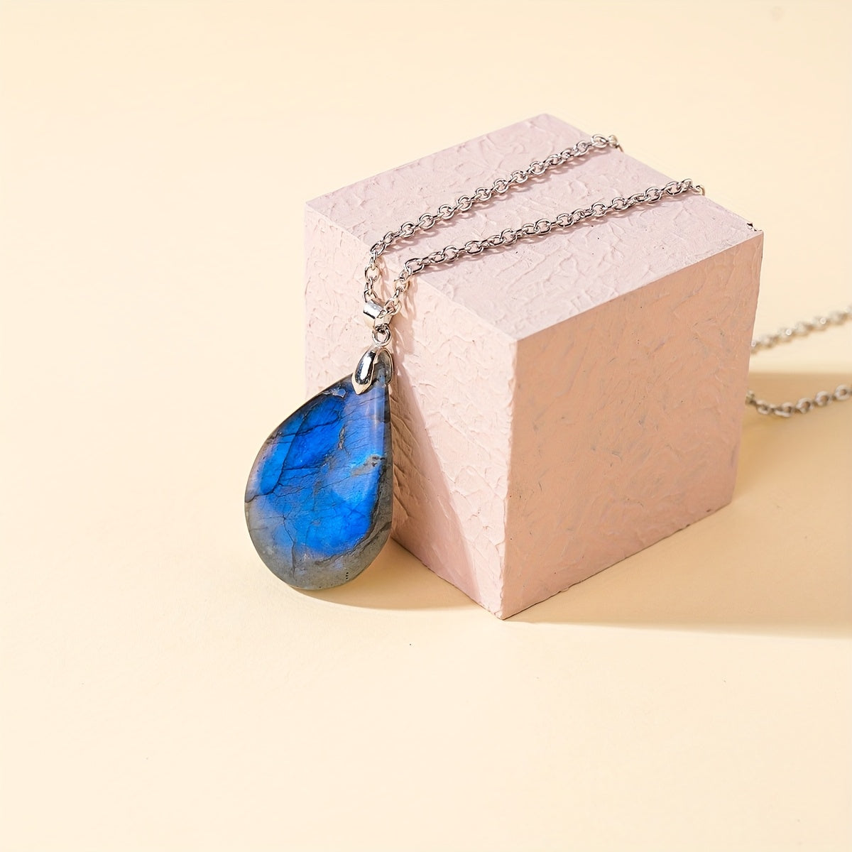 Blossom and Radiate Labradorite Teardrop Pendant Necklace