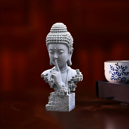 1pc Zen-Inspired Stone Buddha Statue - Modern Silent/Keep Quiet Design, Versatile Indoor & Outdoor Decor For Home, Yoga, Meditation, Gardens, Unique Gift Idea