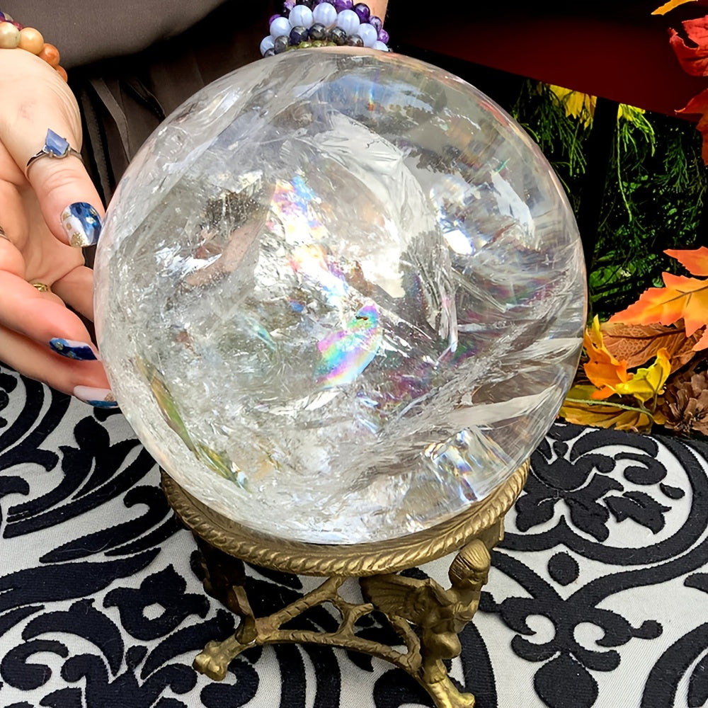 Clear Quartz Sphere With Inclusions For Home Decor And Gifts