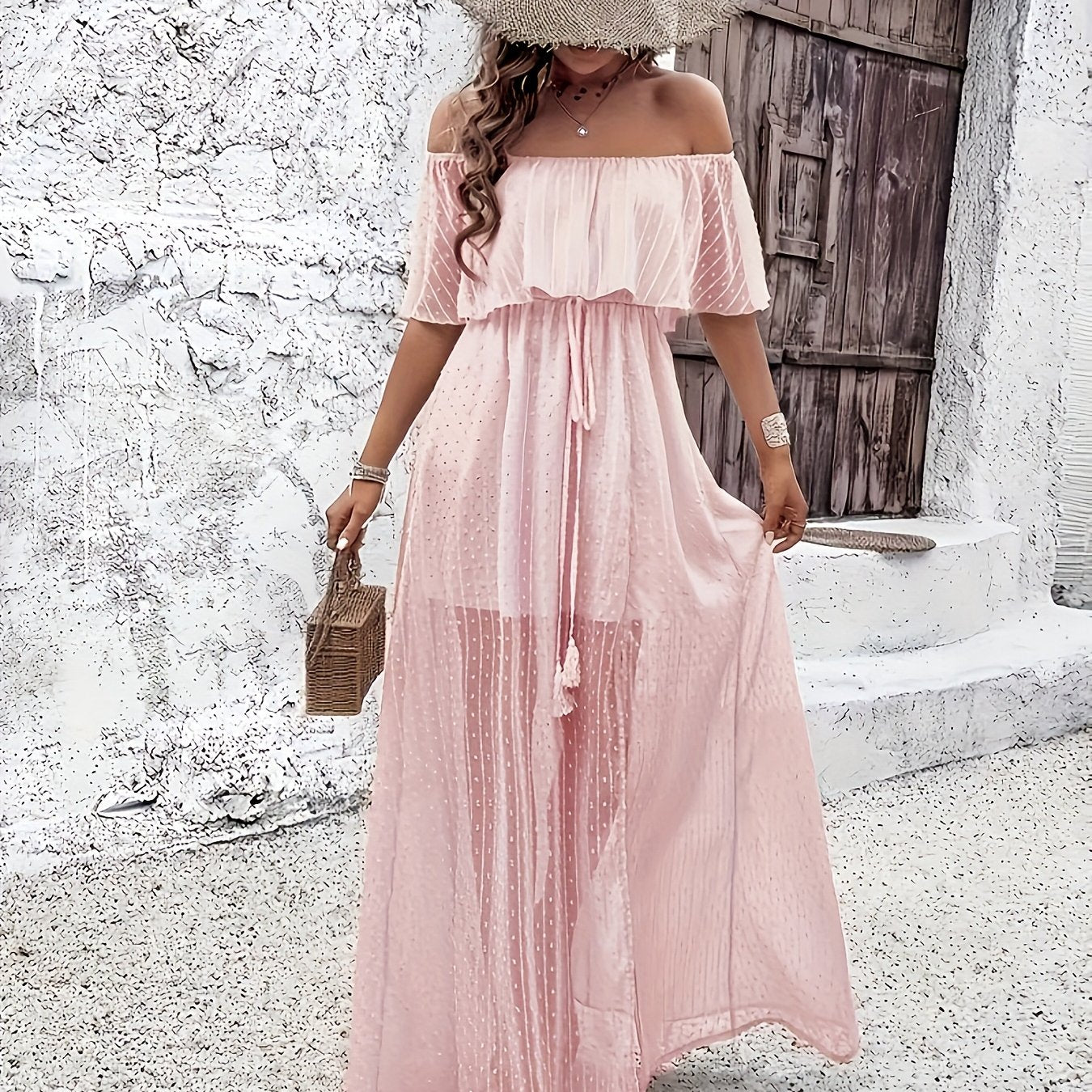 MSDOSBTCollar Off Shoulder Tassel Dress For Women Beach