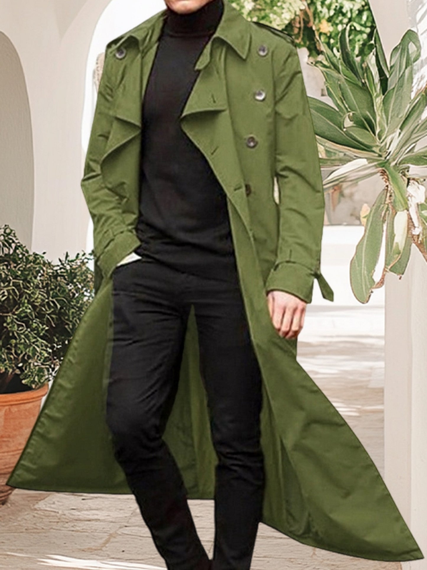 Mens Winter Overcoat Lapel Tailored Fit For Formal Wear