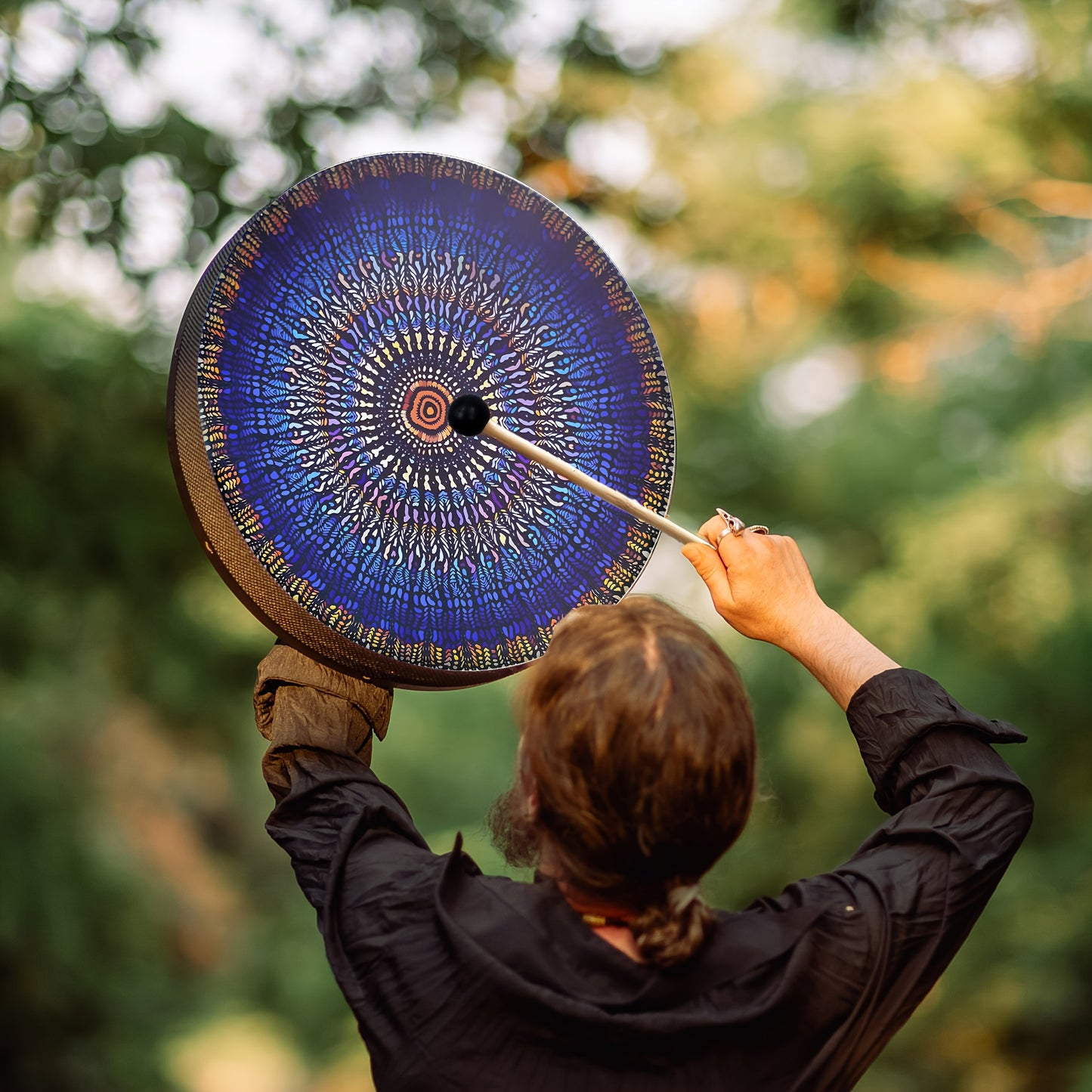 Blossom And Radiate Shamanic Drum With Painted Mandala