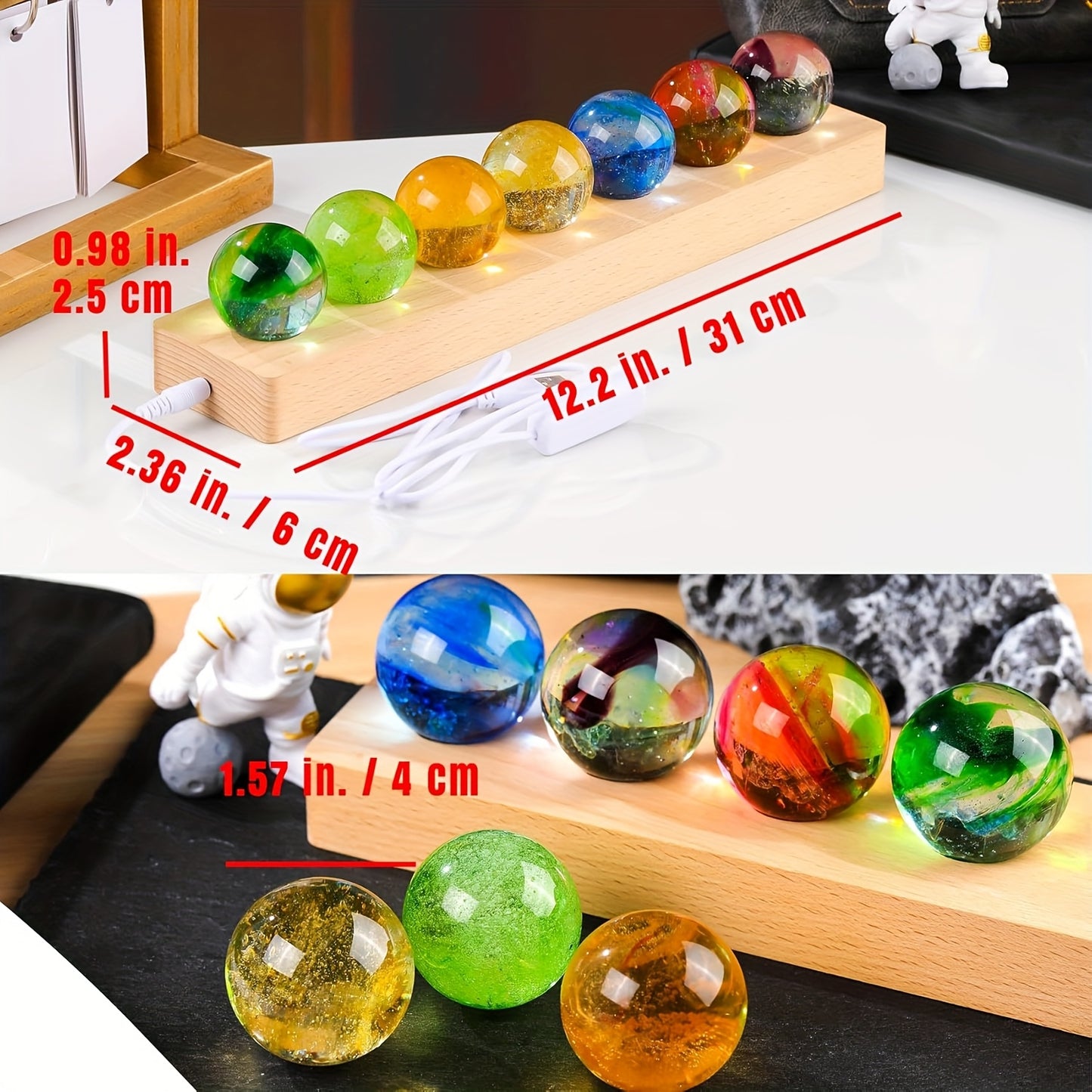 Crystal Crackle Sphere Glowing Base Rainbow Energy Decor