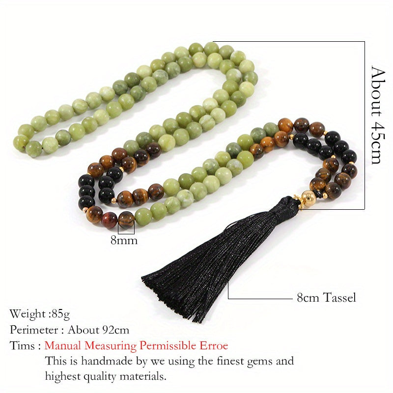 Neulry Vintage Bohemian Necklace With Natural Stone Beads