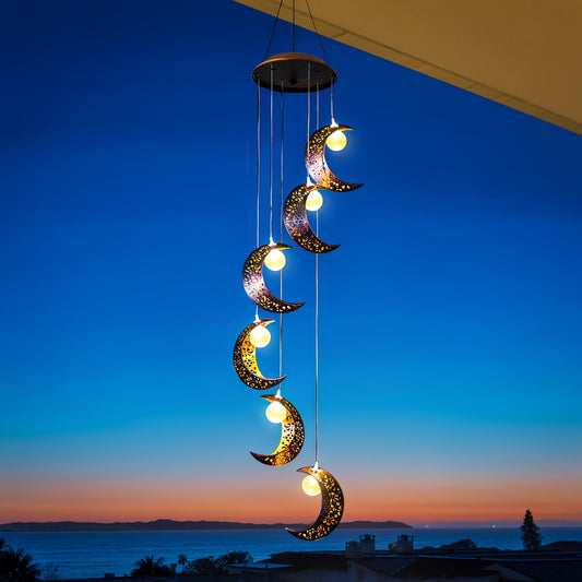 Tryme Solar Moon Wind Chimes Outdoor Lights For Garden