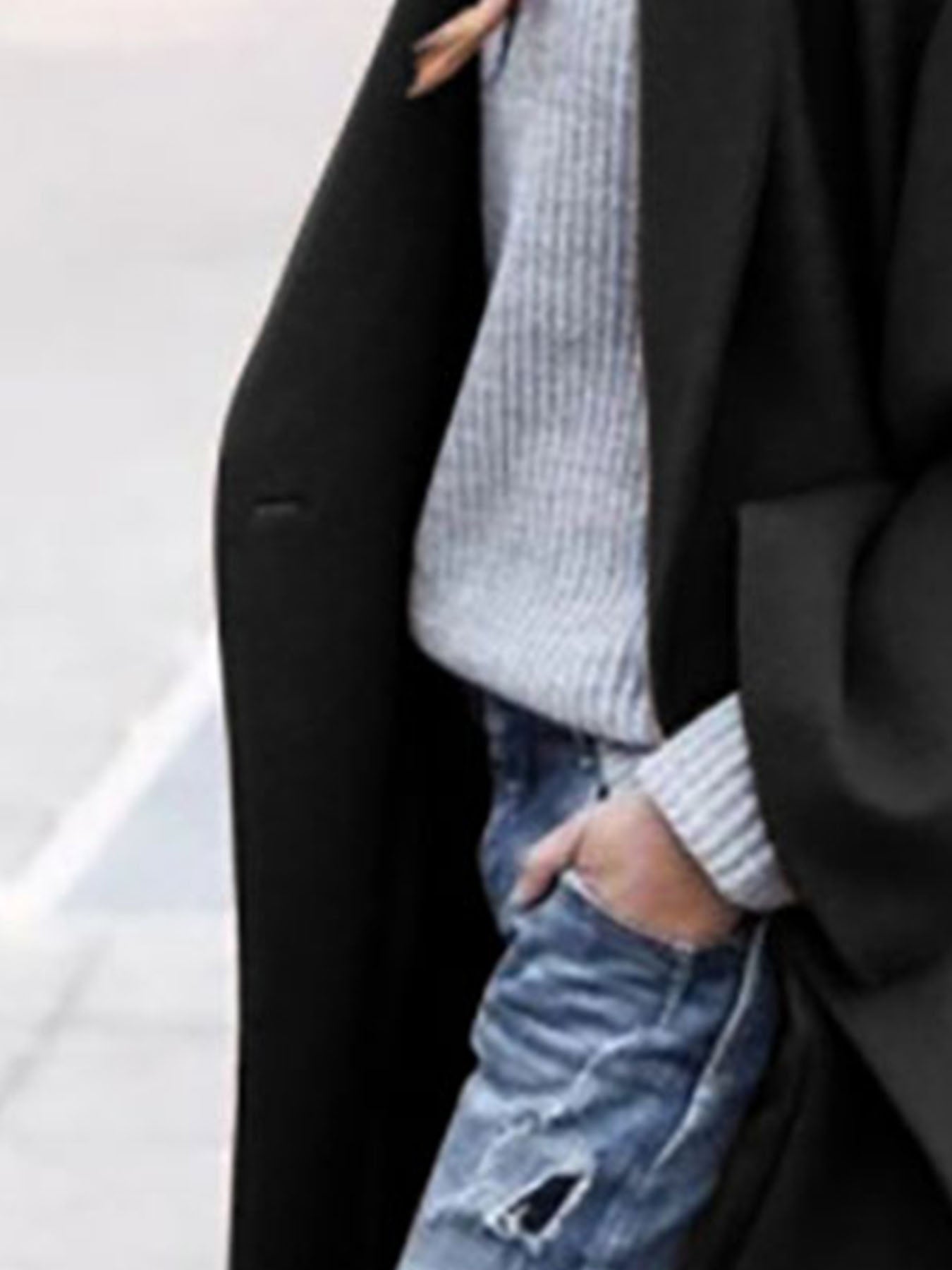 Womens Oversized Long Coat Pockets Elegant Winter Trench
