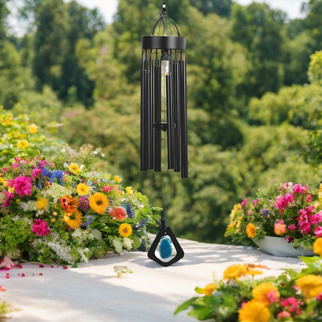 41" Long Black Metal Wind Chime Decorative Wind Chime for Garden, Patio, or Balcony – A Unique Accent and Gift for Housewarmings, Holidays & Birthdays