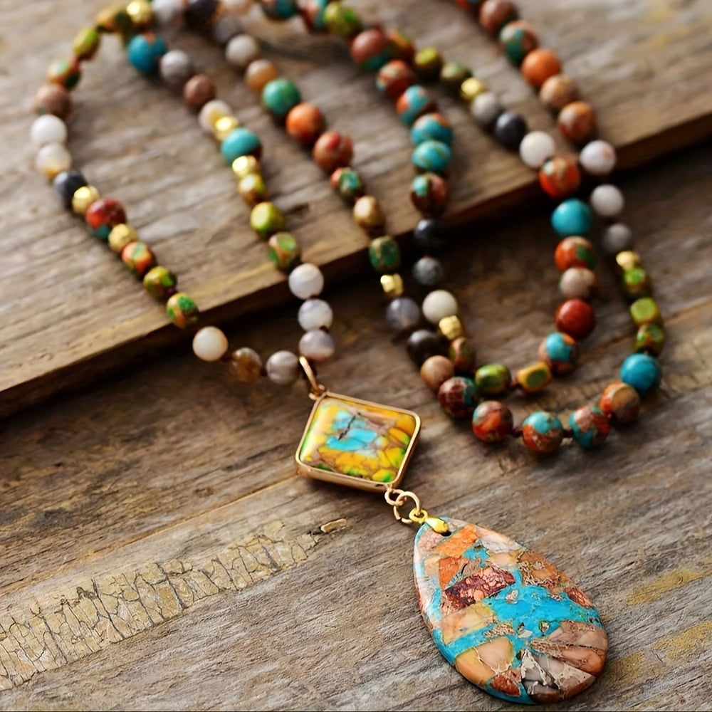 Blossom And Radiate Teardrop Bohemian Necklace Vintage