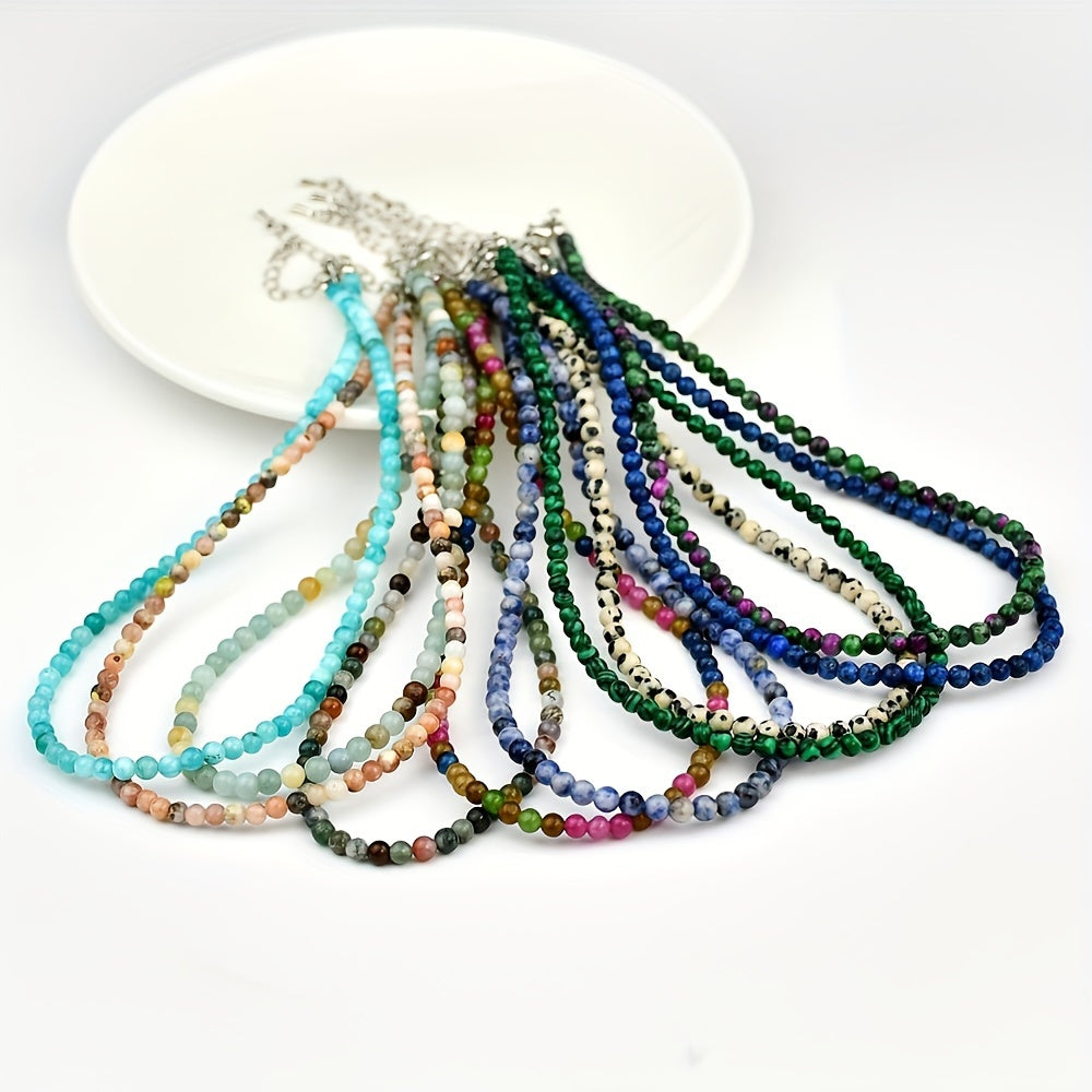 Natural Stone Beaded Choker Necklace Set Elegant Gift