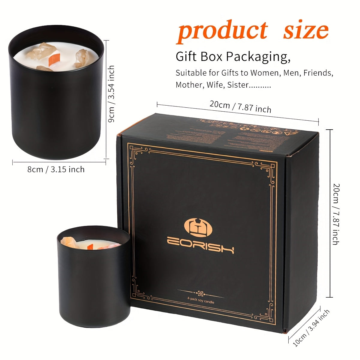 E EORISH 8 Piece Scented Crystal Candle Gift Set Deluxe