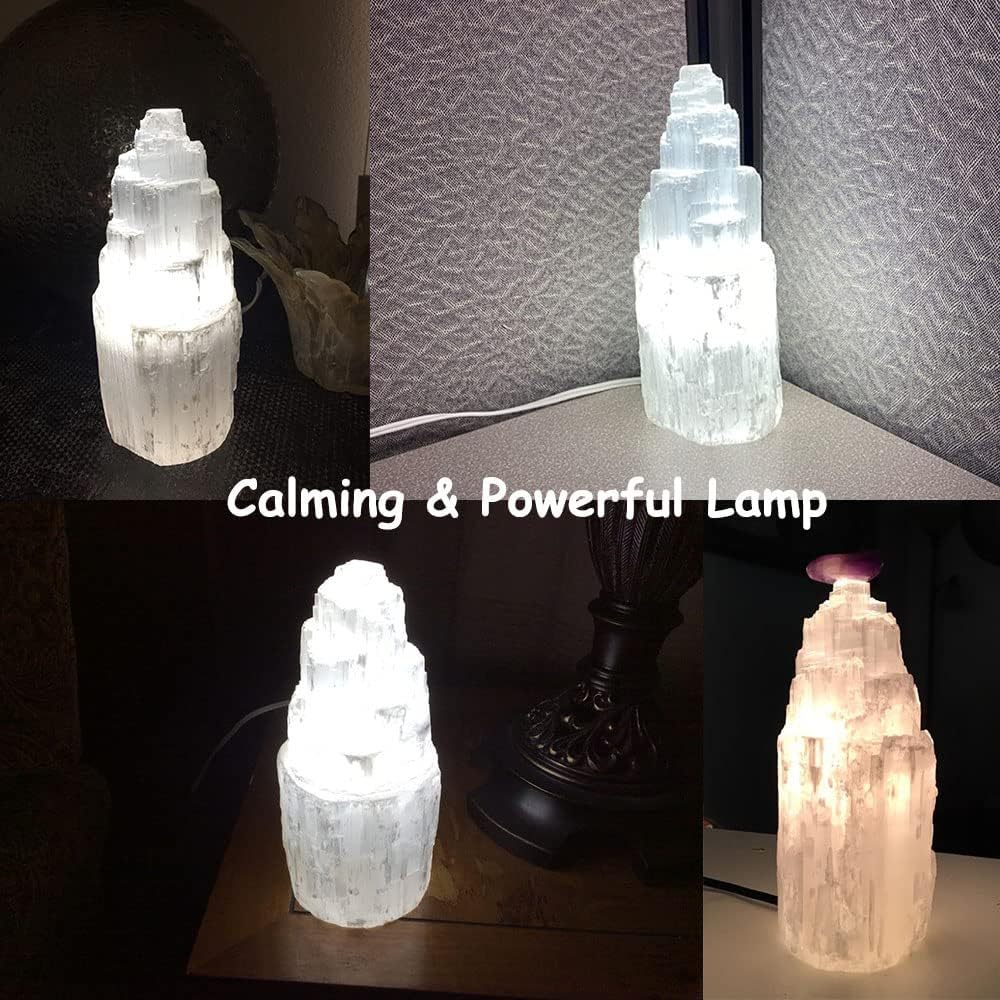 Moroccan Selenite Stone Glow Lamp Handcrafted For Home Decor