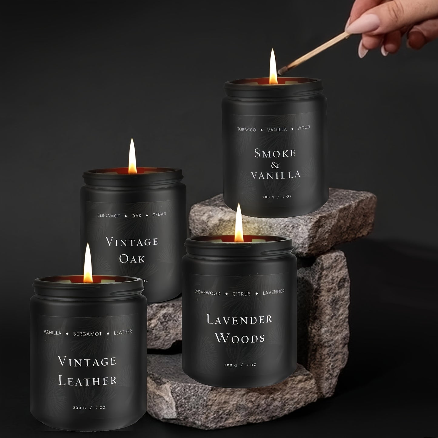 4-Pack Scented Candle Set | Men's Candle Set, Home Candles, Men's Gift Gift Set - Men's Gift Soy Candle (Sandalwood/Mahogany Teak/Smoked Vanilla/Jasmine), Home Decor.thanksgiving Christmas Decorations.Christmas Candles.