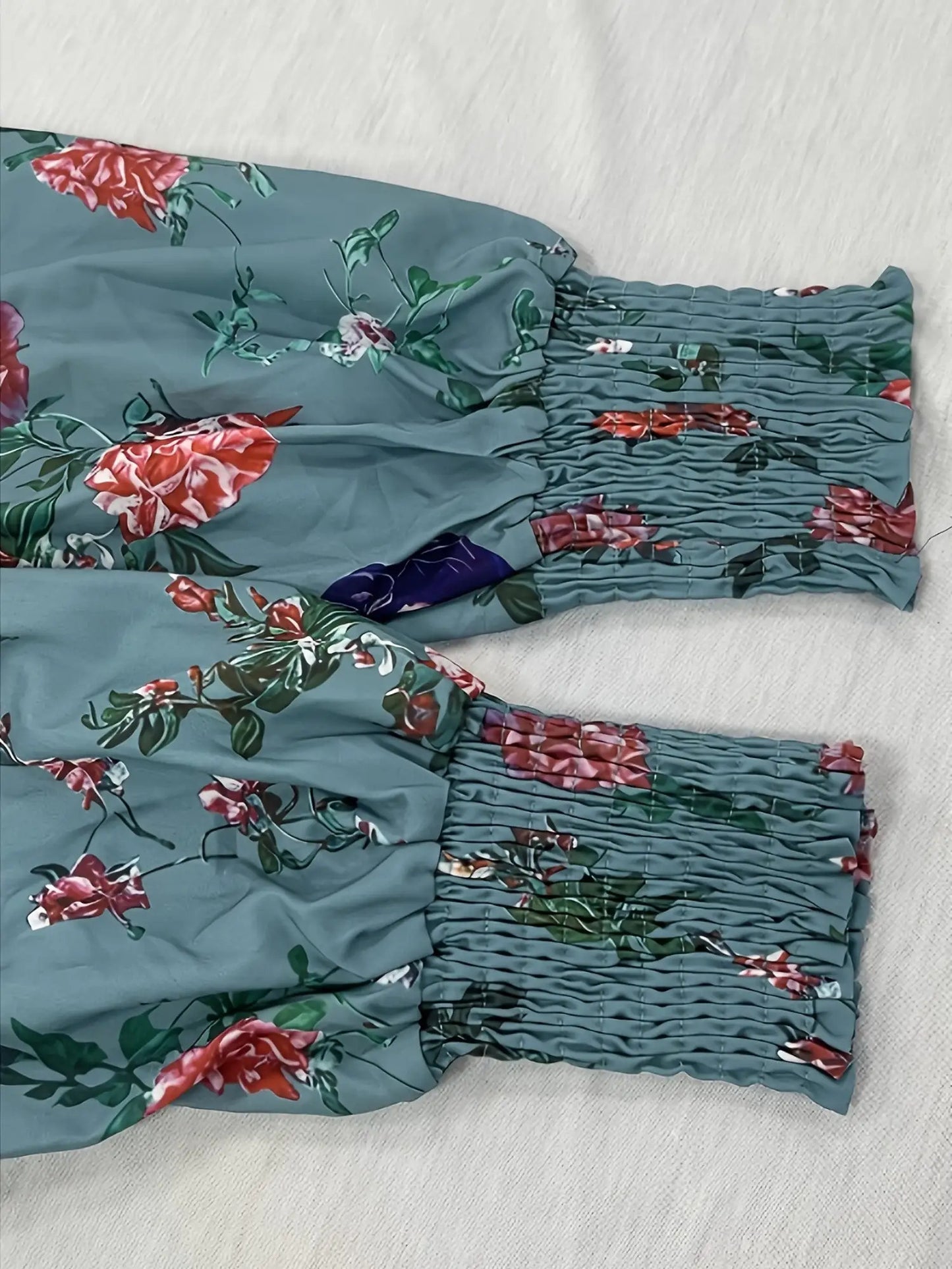 Bohemian Floral Print Maxi Dress With Elastic Waist