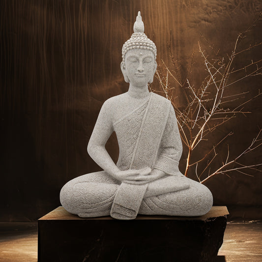 Hand Carved Marble Buddha Statue For Zen Home And Office