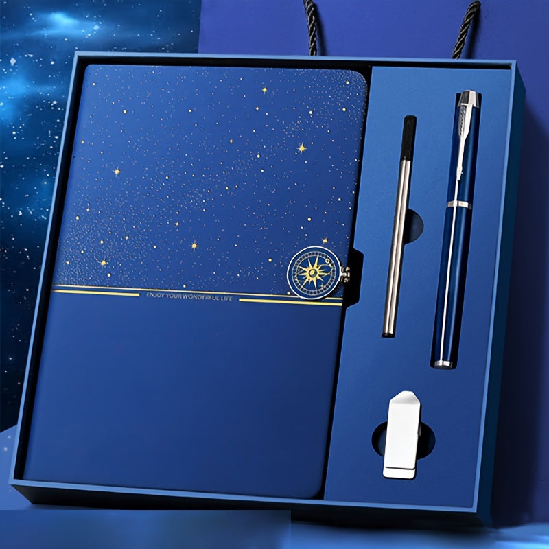 Starry Sky Notebook Set With Signature Pen And USB Drive