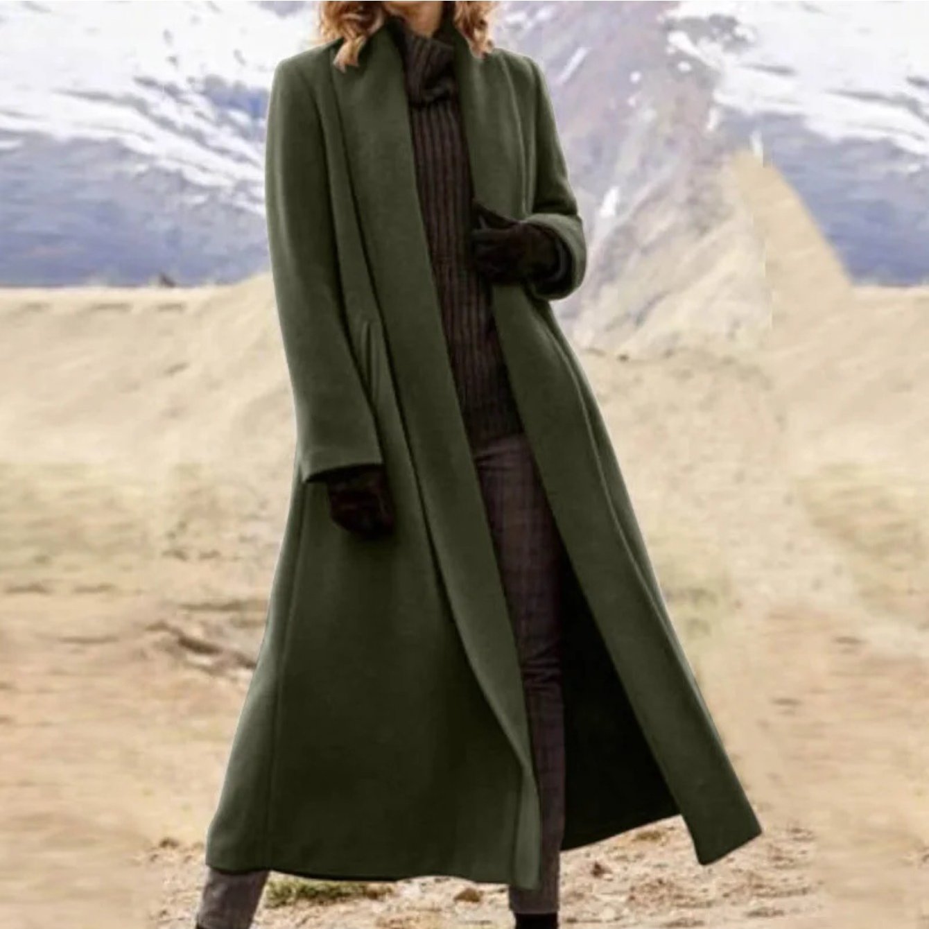 Women Extra Long Trench Coat Oversized Winter Outerwear