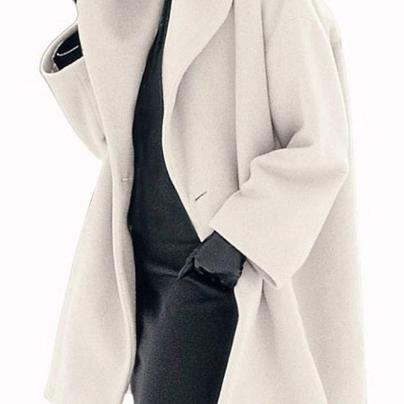 SCACTO Hooded Fall Winter Coat Loose Fit Round Neck