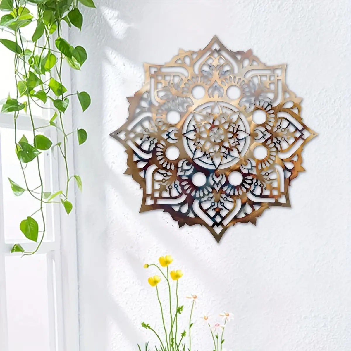 Geometric Mandala Metal Wall Decor Elegant Iron Artwork