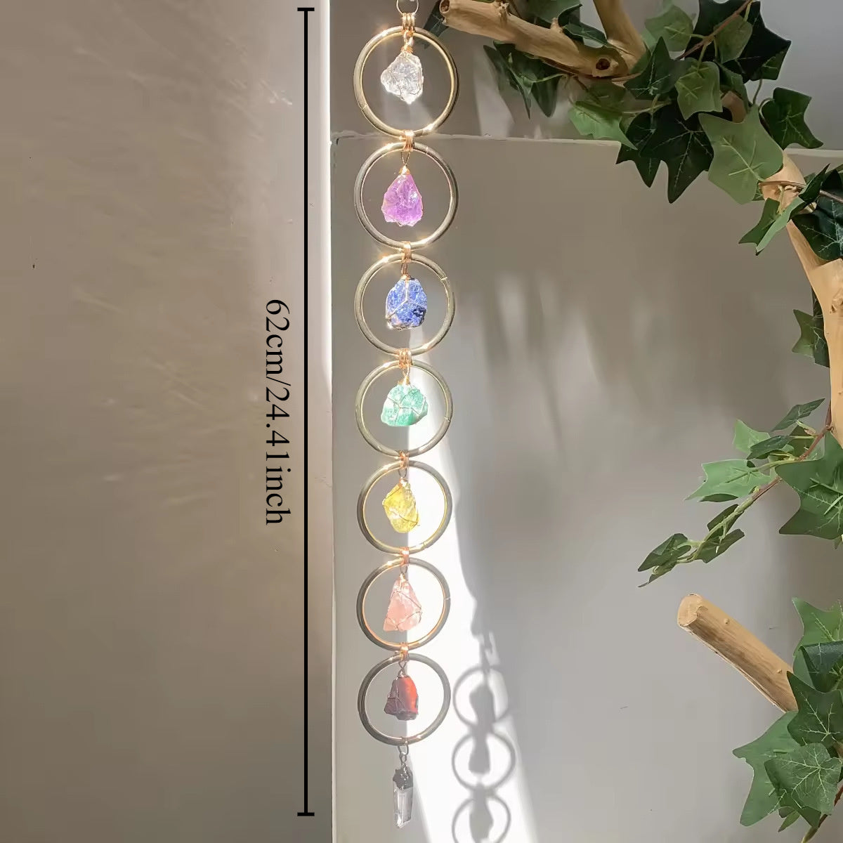 Modern Handcrafted Crystal Wall Hanging With Circular Stone