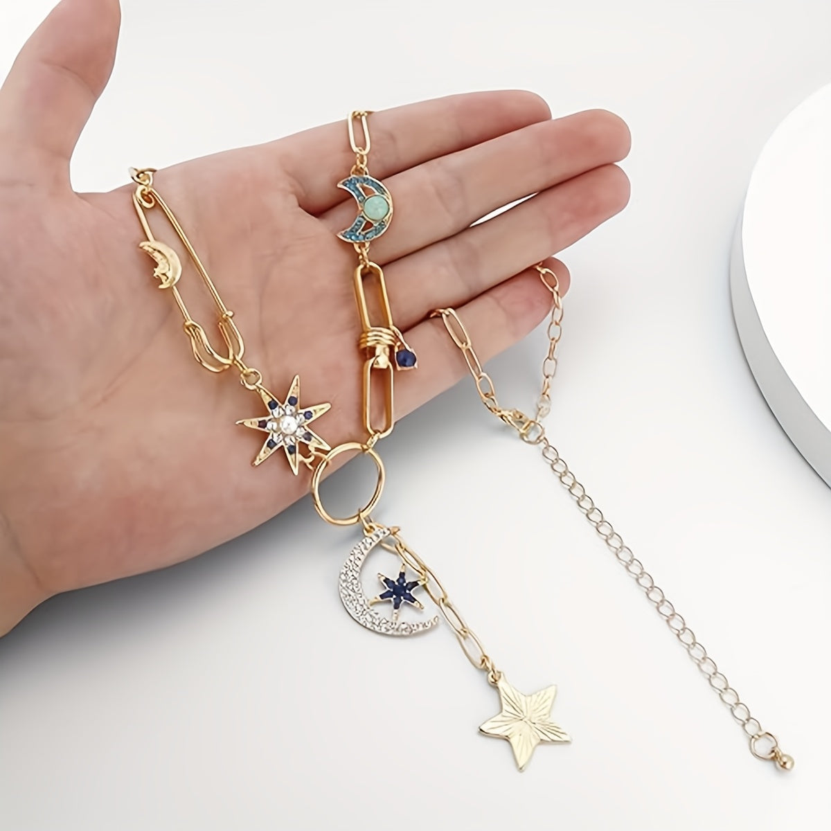 Blossom & Radiate Boho Crescent Moon Pendant Necklace
