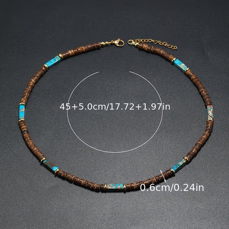 Boho Coconut Shell Beaded Necklace Set Of 3 Wooden Beads