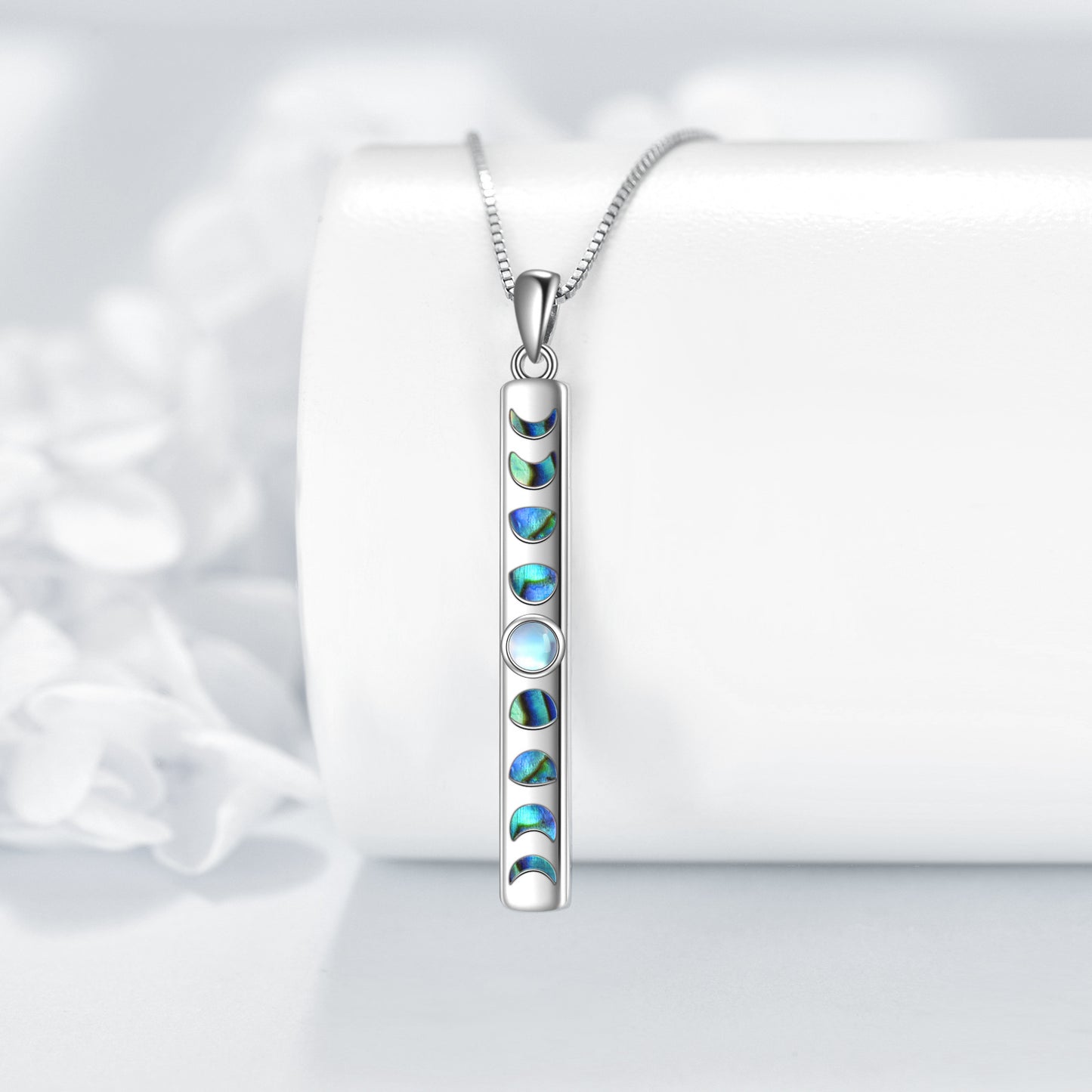 Moon Phase Necklace 925 Silver Moonstone Pendant Jewelry